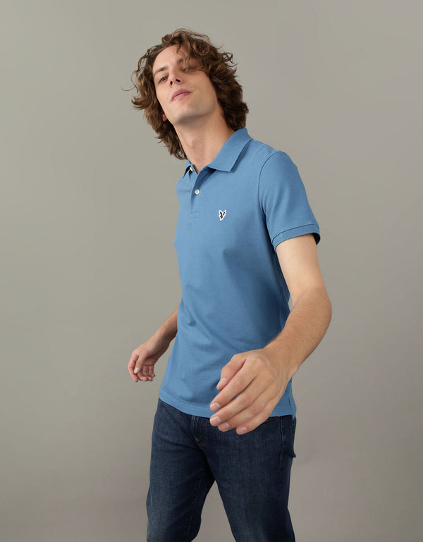 Camiseta Tipo Polo Slim Fit Ae - Azul