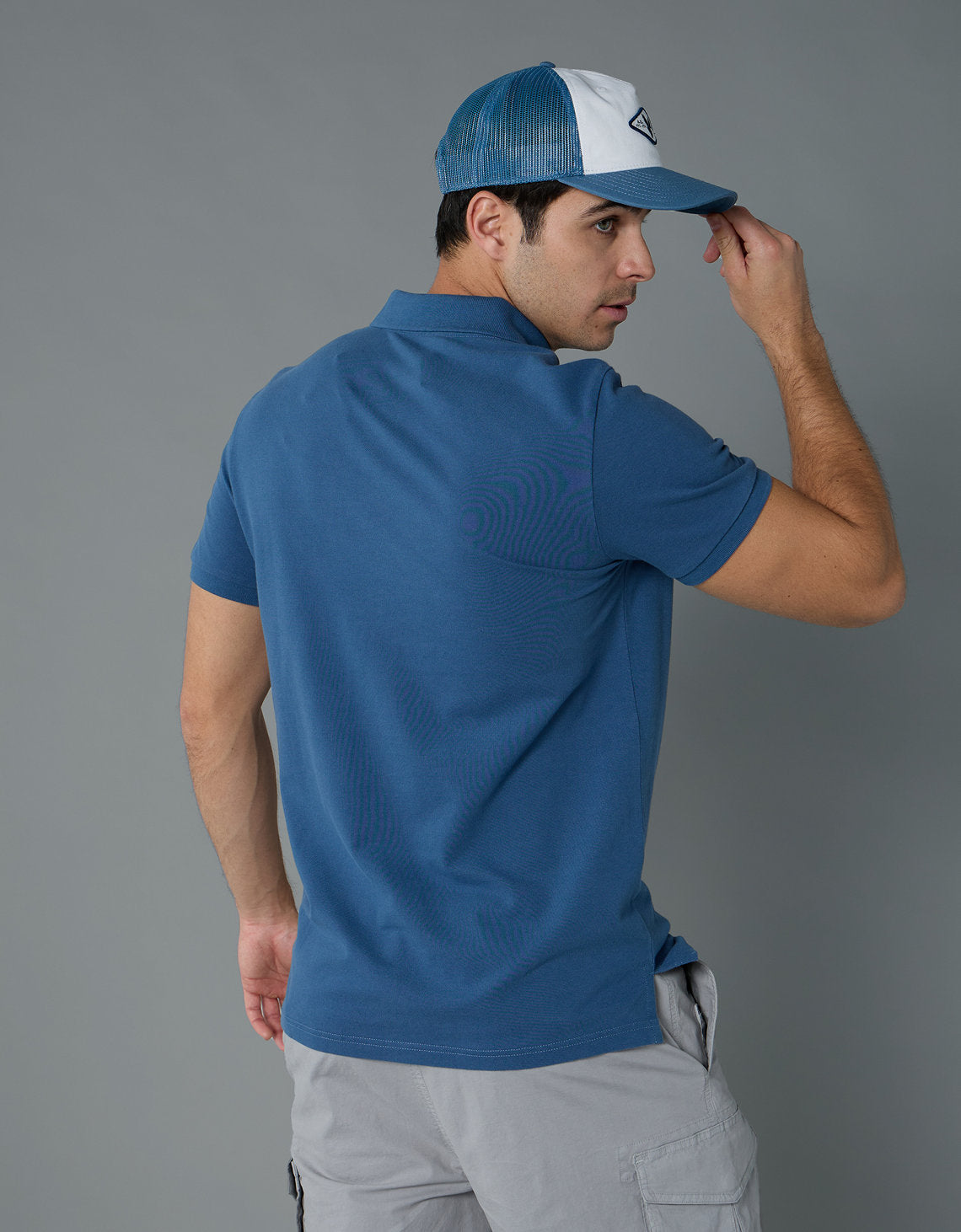 Camiseta Tipo Polo Slim Fit Ae - Azul 1165_9146_405_ob