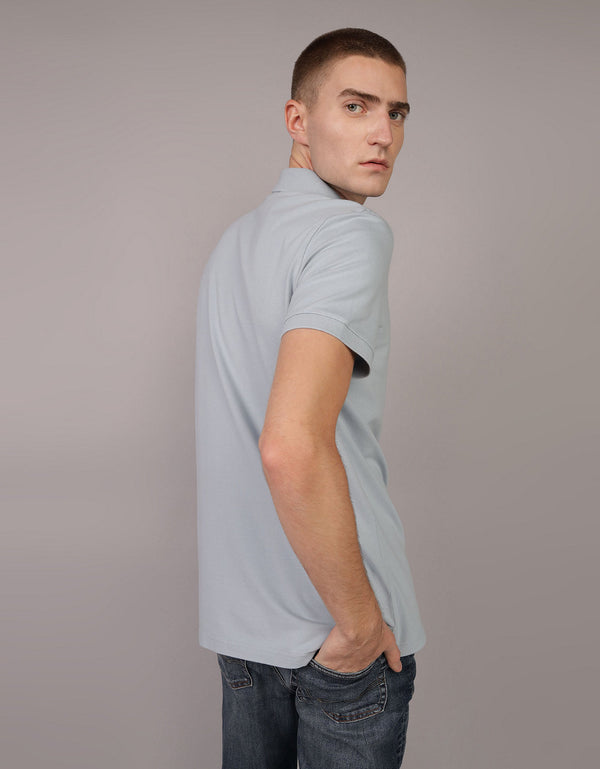 Camiseta Tipo Polo Slim Fit Ae - Azul