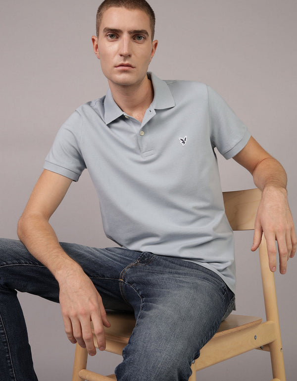 Camiseta Tipo Polo Slim Fit Ae - Azul