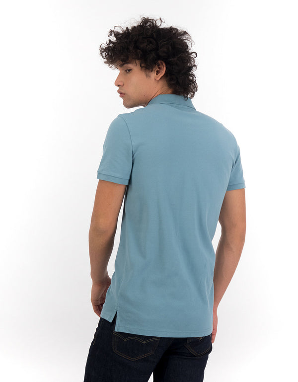 Camiseta Tipo Polo Slim Fit Ae - Azul