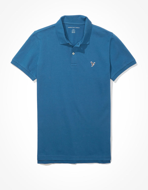 Camiseta Tipo Polo Slim Fit Ae - Azul