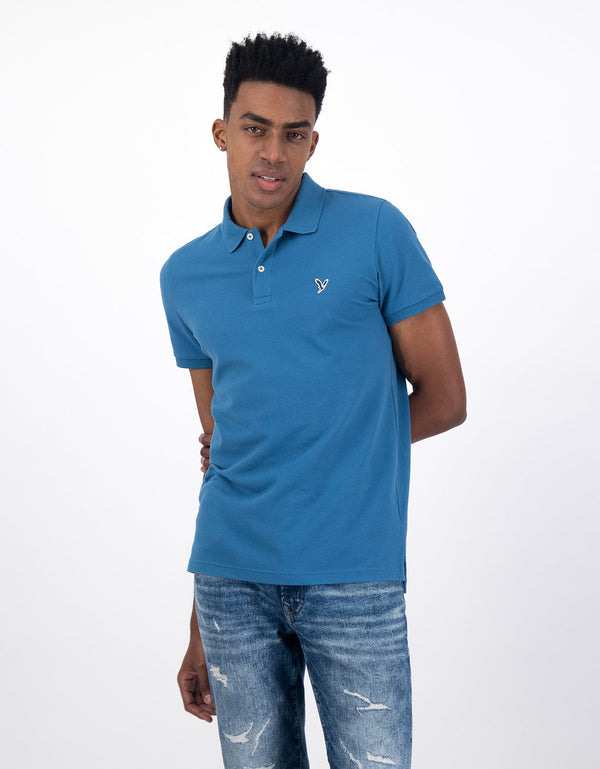 Camiseta Tipo Polo Slim Fit Ae - Azul