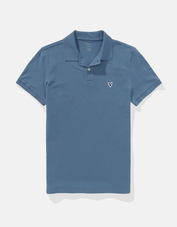 Camiseta Tipo Polo Slim Fit Ae - Azul