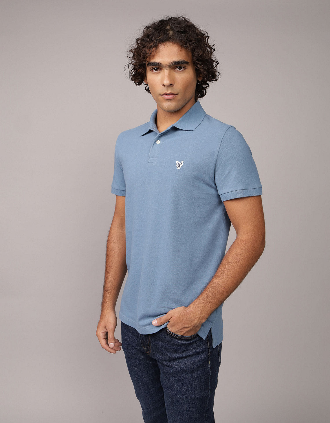 Camiseta Tipo Polo Slim Fit Ae - Azul 1165_9146_421_of