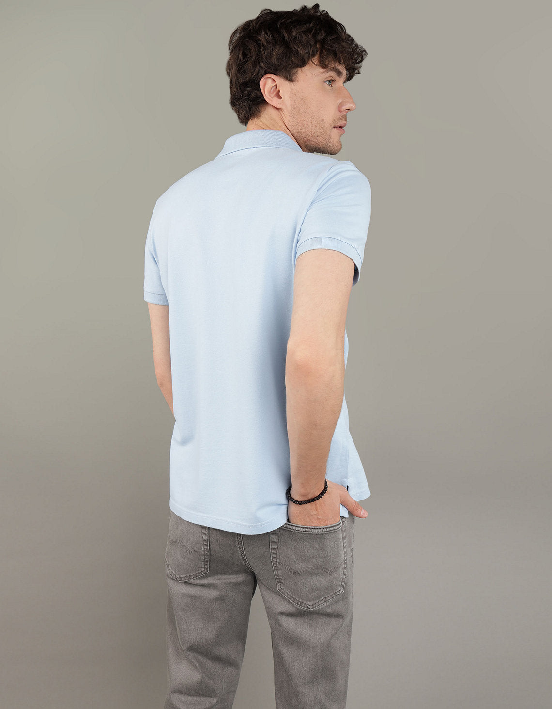 Camiseta Tipo Polo Slim Fit Ae - Azul 1165_9146_434_ob