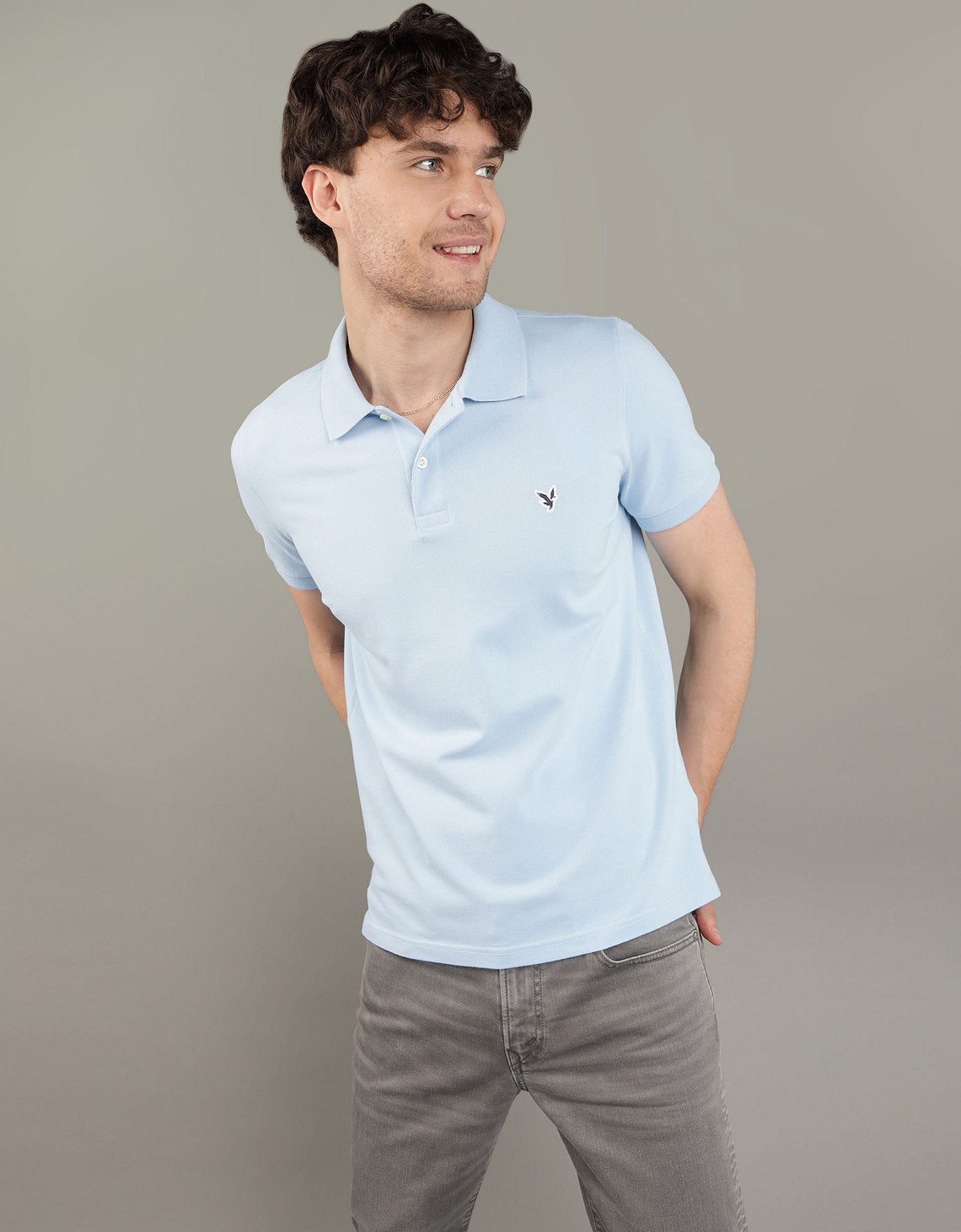 Camiseta Tipo Polo Slim Fit Ae - Azul 1165_9146_434_of