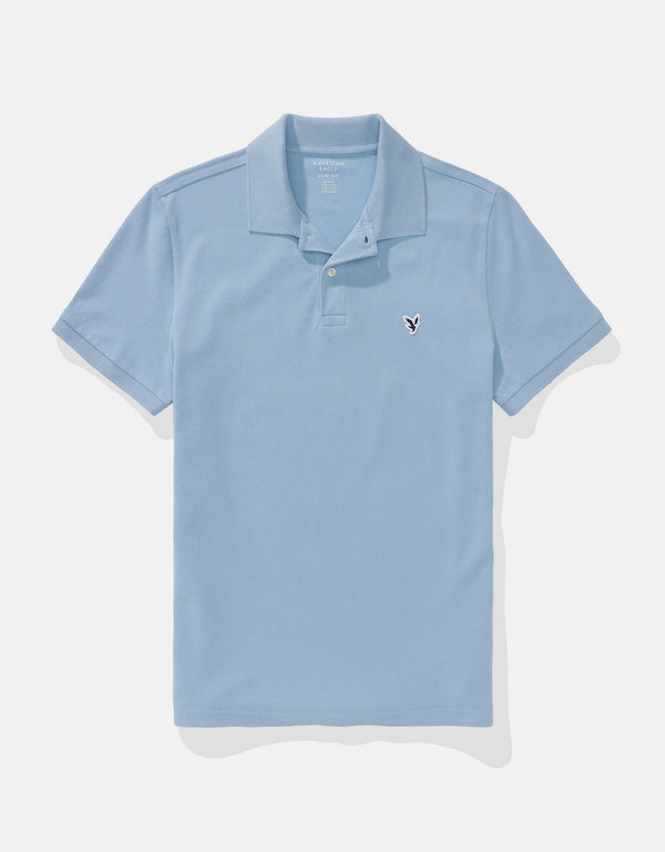 Camiseta Tipo Polo Slim Fit Ae - Azul