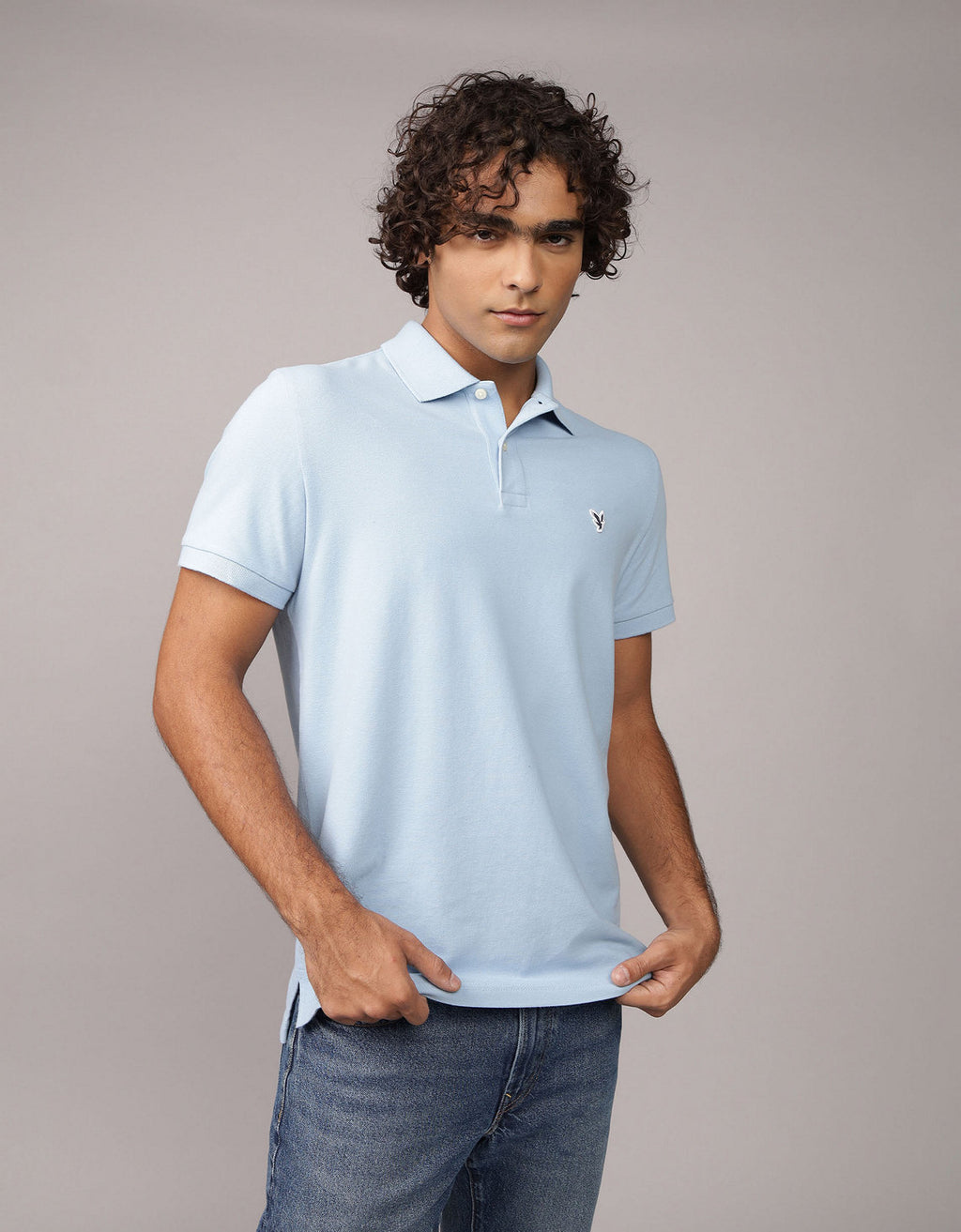 Camiseta Tipo Polo Slim Fit Ae - Azul 1165_9146_440_of