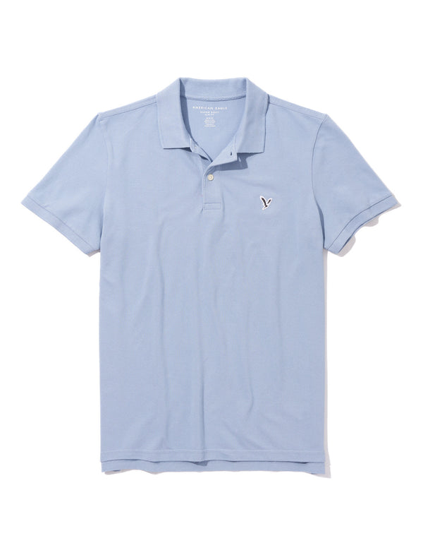 Camiseta Tipo Polo Slim Fit Ae - Azul