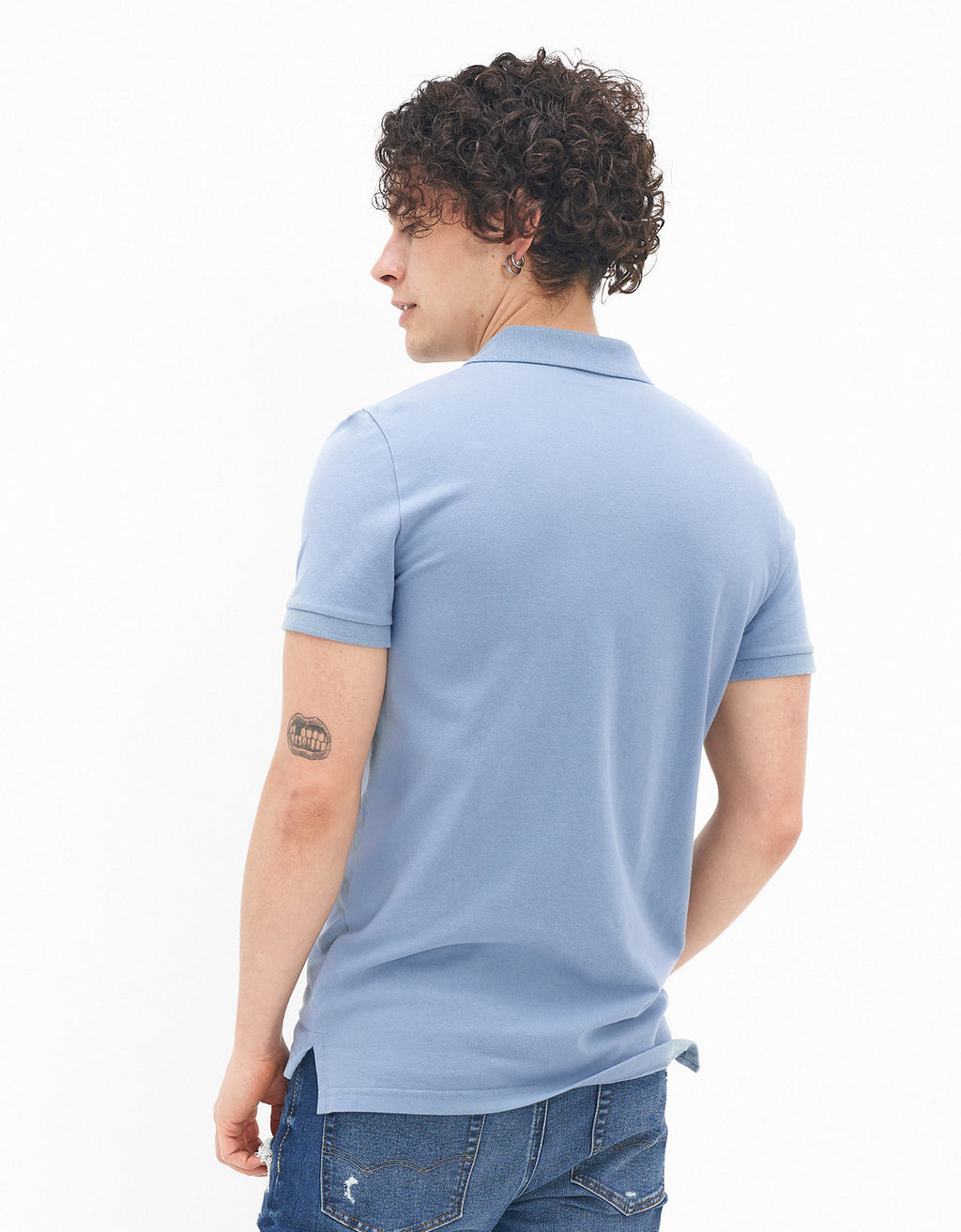 Camiseta Tipo Polo Slim Fit Ae - Azul 1165_9146_441_ob