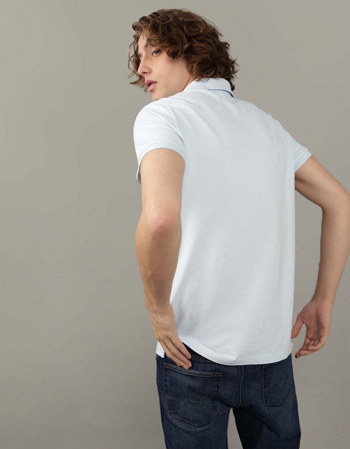 Camiseta Tipo Polo Slim Fit Ae - Azul 1165_9146_442_ob