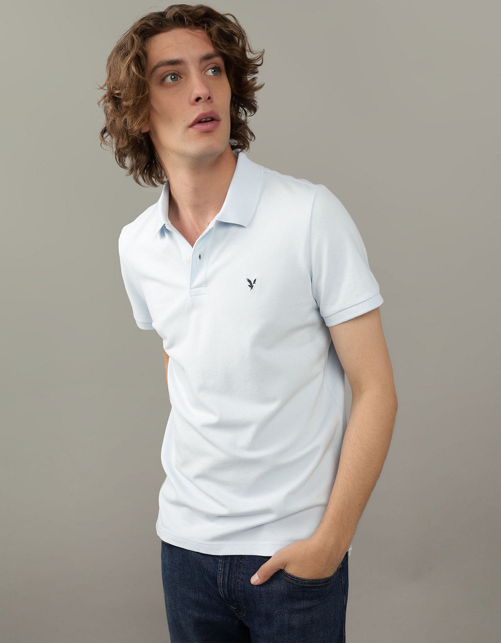 Camiseta Tipo Polo Slim Fit Ae - Azul 1165_9146_442_of