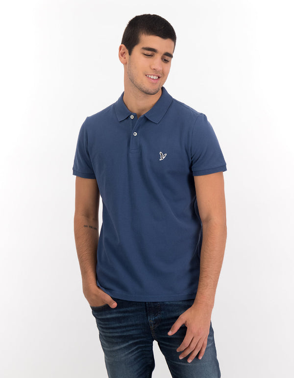 Camiseta Tipo Polo Slim Fit Ae - Azul