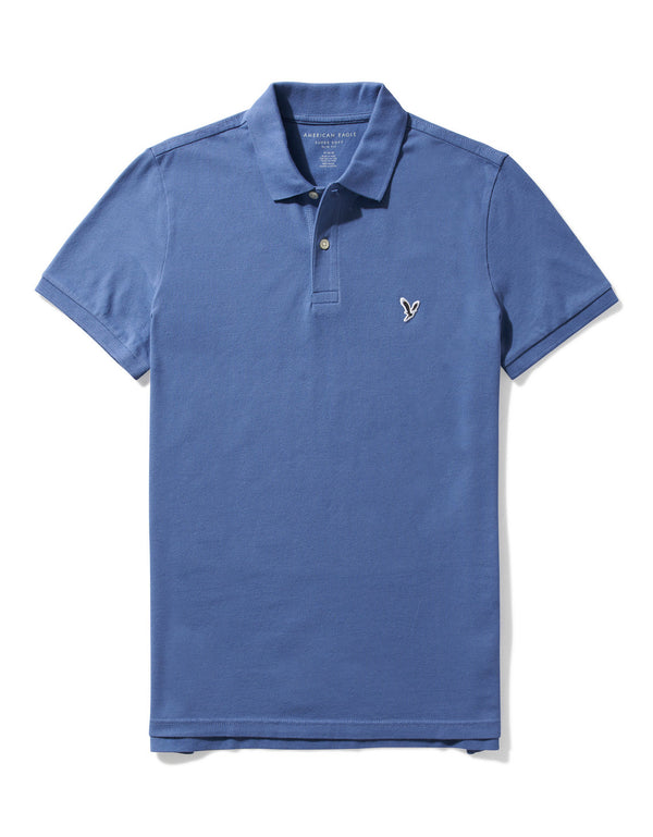 Camiseta Tipo Polo Slim Fit Ae - Azul