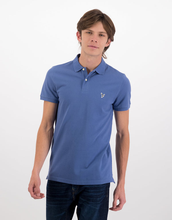 Camiseta Tipo Polo Slim Fit Ae - Azul