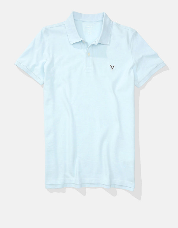 Camiseta Tipo Polo Slim Fit Ae - Azul