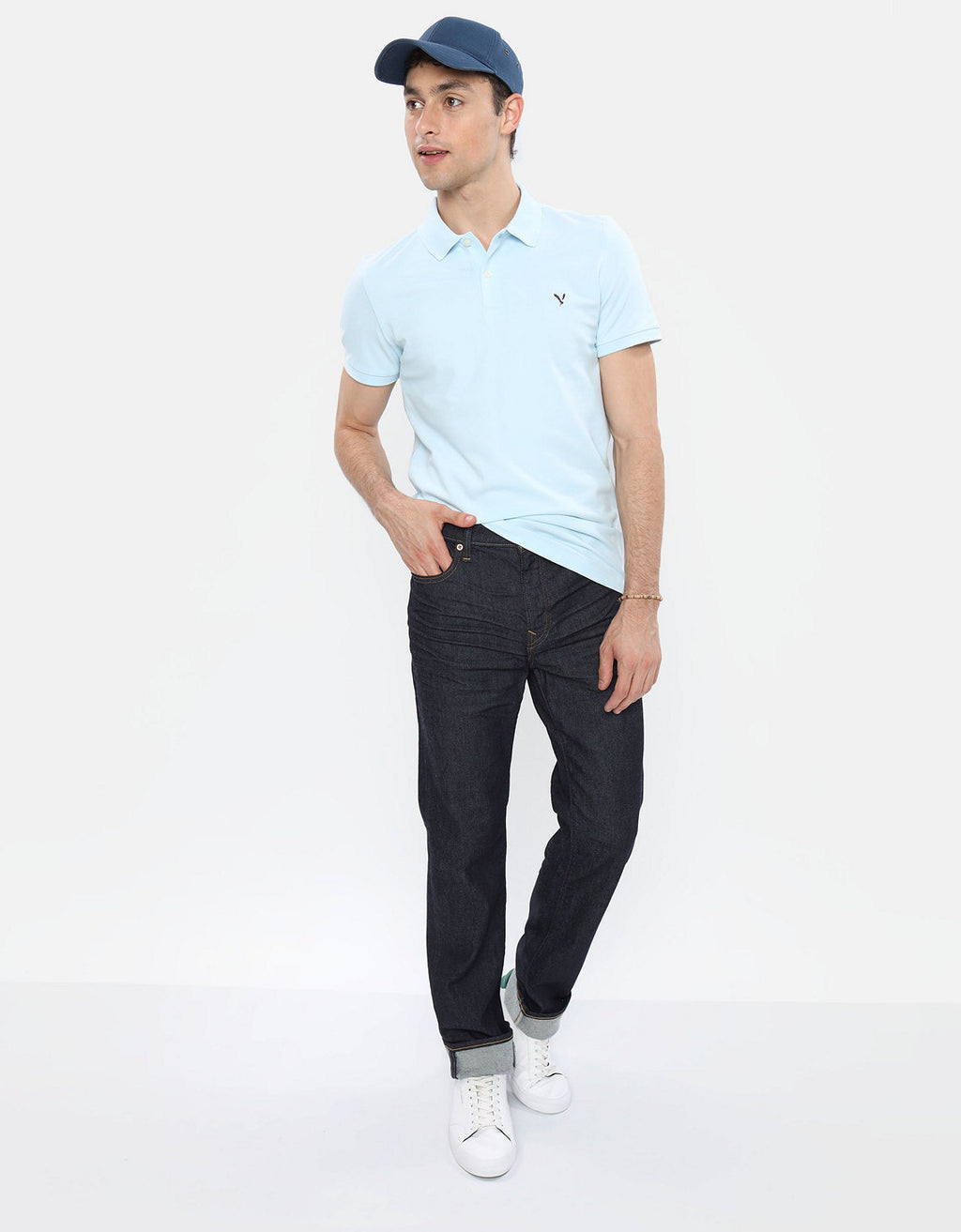 Camiseta Tipo Polo Slim Fit Ae - Azul 1165_9146_539_of