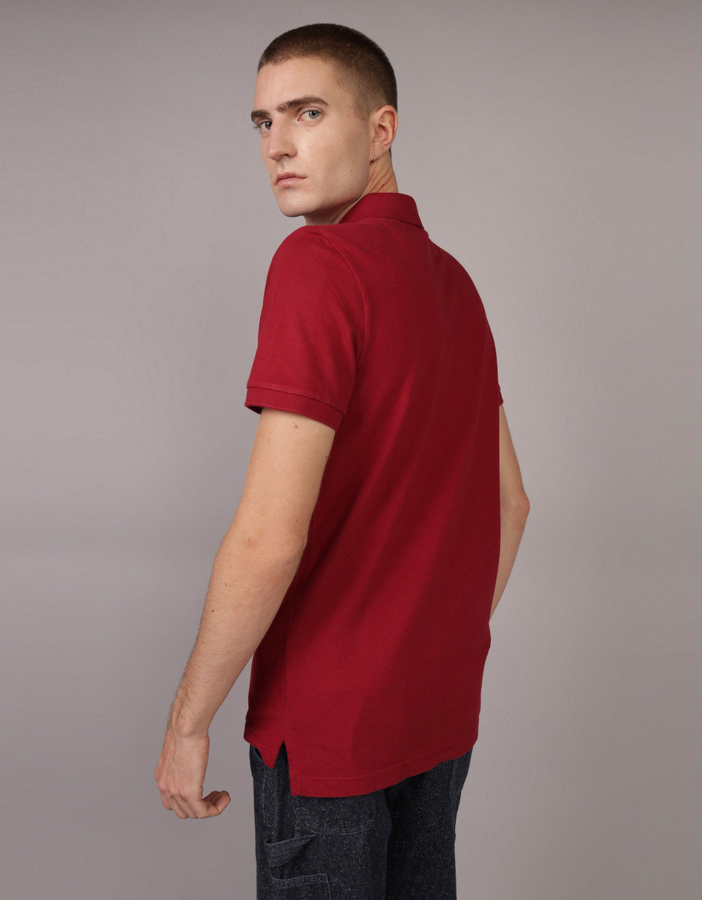 Camiseta Tipo Polo Slim Fit Ae - Azul 1165_9146_552_ob