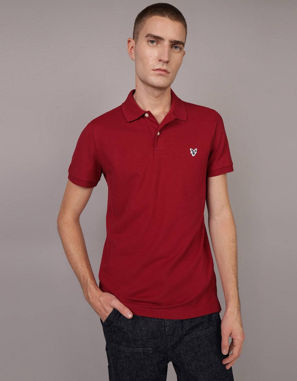 Camiseta Tipo Polo Slim Fit Ae - Azul 1165_9146_552_of