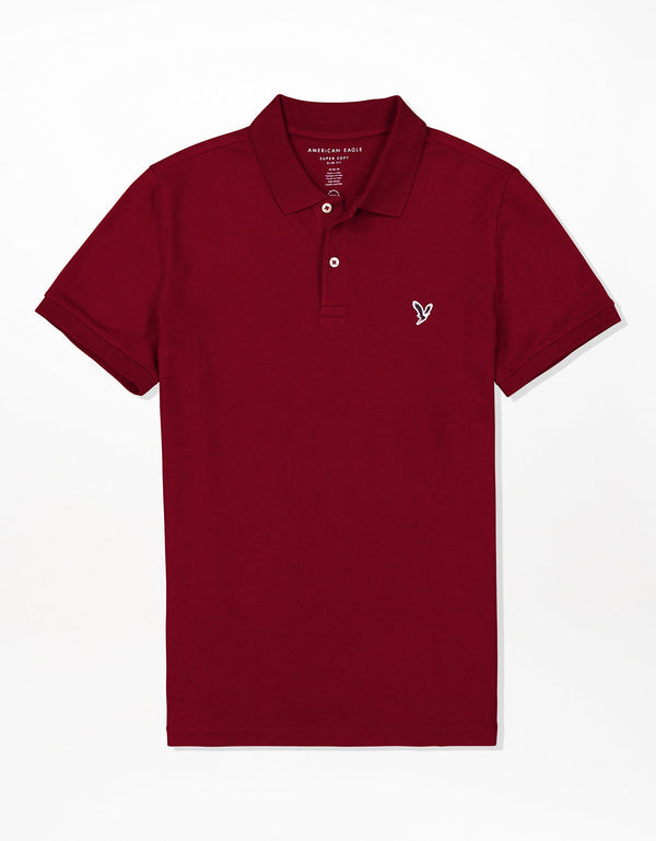 Camiseta Tipo Polo Slim Fit Ae - Rojo