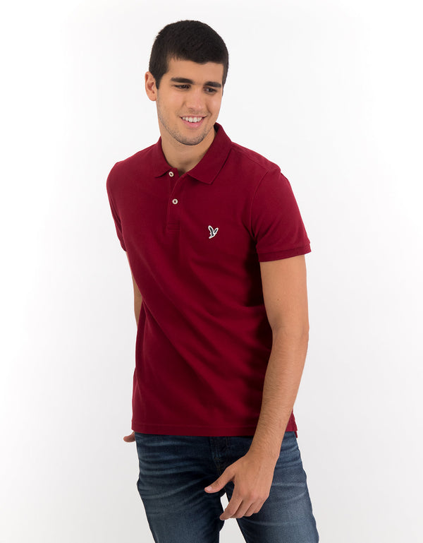Camiseta Tipo Polo Slim Fit Ae - Rojo
