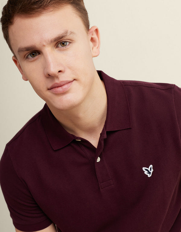 Camiseta Tipo Polo Slim Fit Ae - Vinotinto