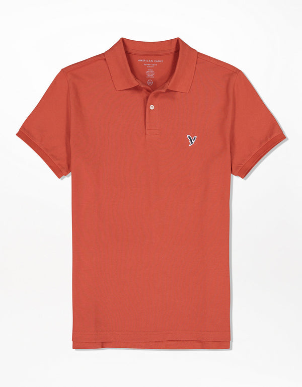 Camiseta Tipo Polo Slim Fit Ae - Naranja
