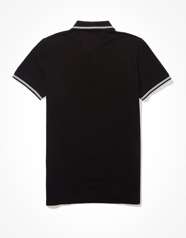 Camiseta Polo de Pique Slim Fit Ae - Negro