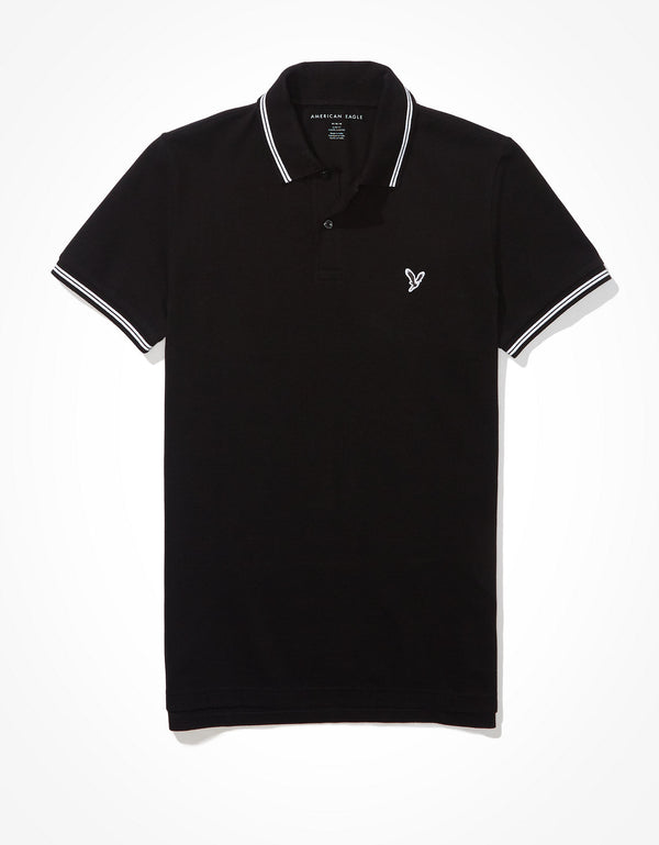 Camiseta Polo de Pique Slim Fit Ae - Negro