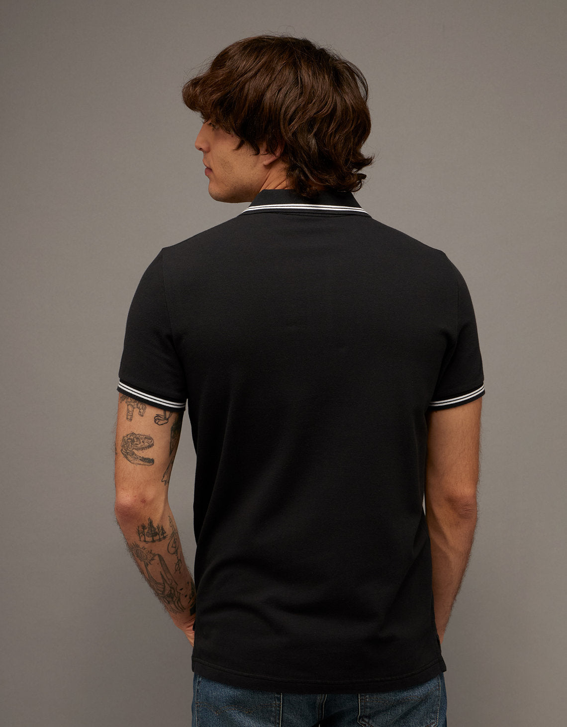 Camiseta Polo de Pique Slim Fit Ae - Negro 1165_9150_001_ob