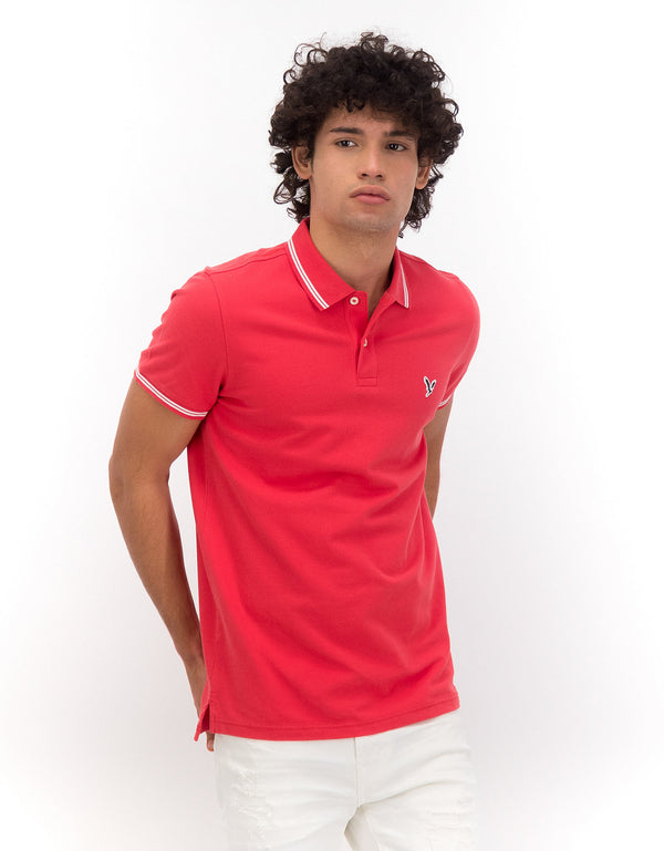 Camiseta Polo de Pique Slim Fit Ae - Rojo