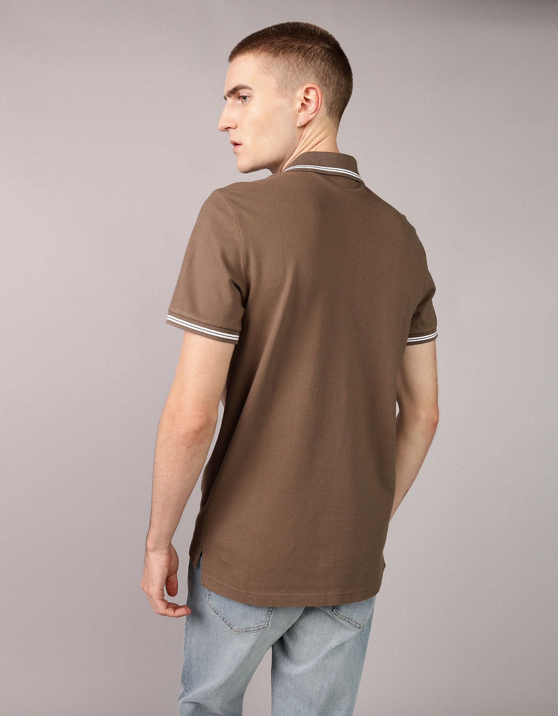Camiseta Polo de Pique Slim Fit Ae - Café 1165_9150_200_ob