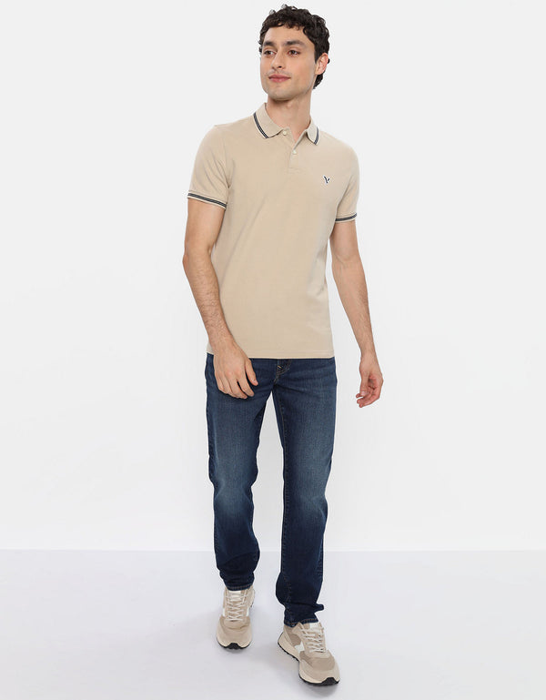 Camiseta Polo de Pique Slim Fit Ae - Caqui