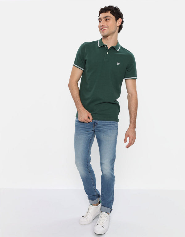 Camiseta Polo de Pique Slim Fit Ae - Verde
