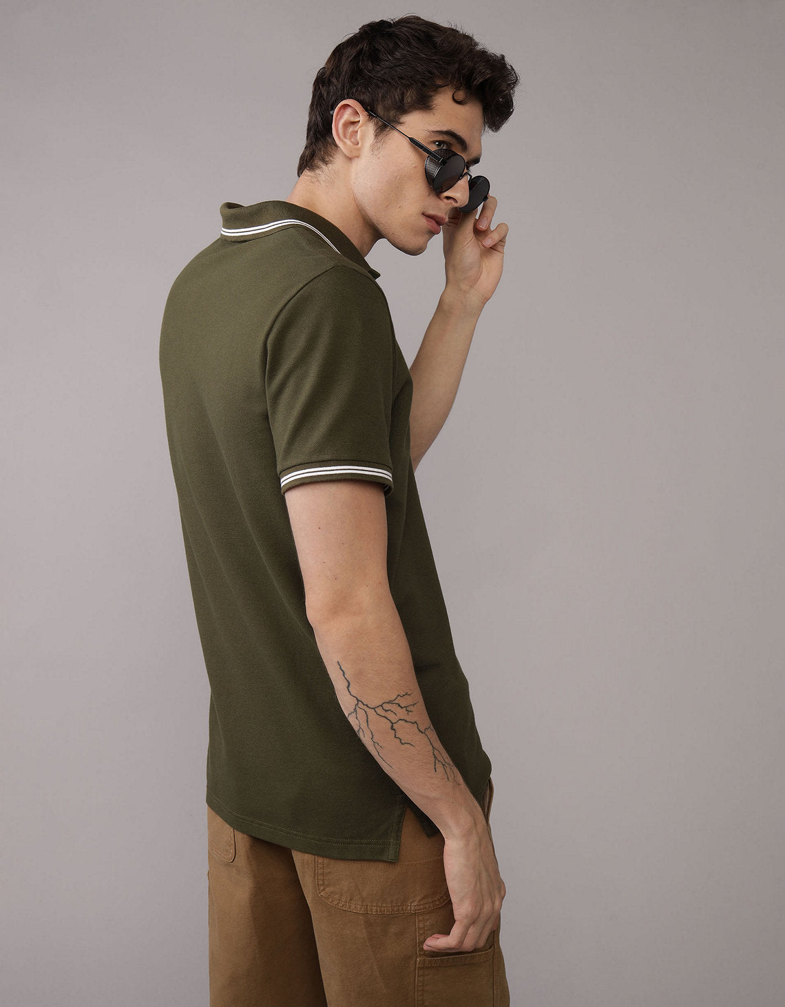 Camiseta Polo de Pique Slim Fit Ae - Verde 1165_9150_318_ob