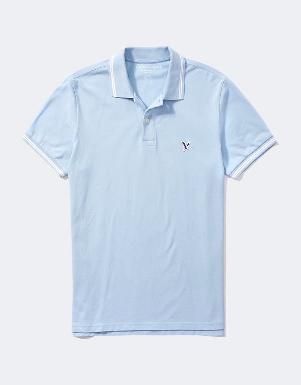 Camiseta Polo de Pique Slim Fit Ae - Azul