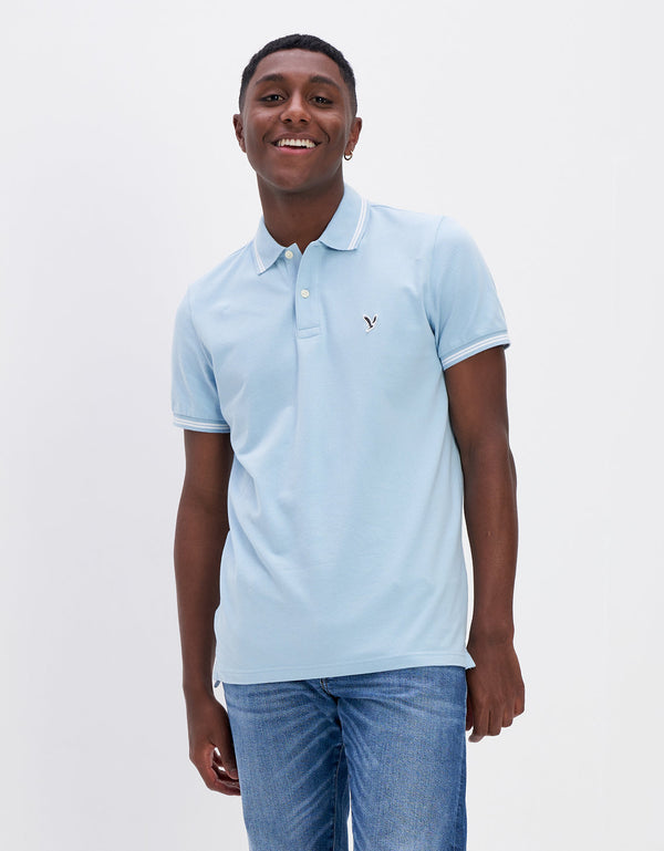 Camiseta Polo de Pique Slim Fit Ae - Azul