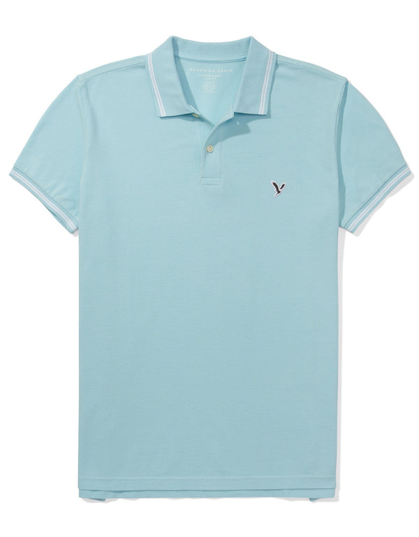 Camiseta Polo de Pique Slim Fit Ae - Azul
