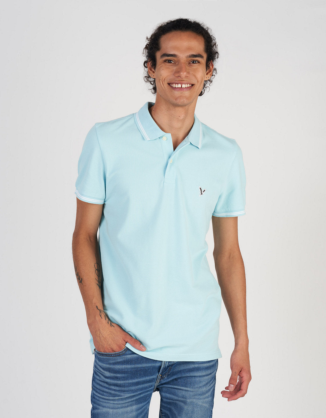 Camiseta Polo de Pique Slim Fit Ae - Azul 1165_9150_401_of