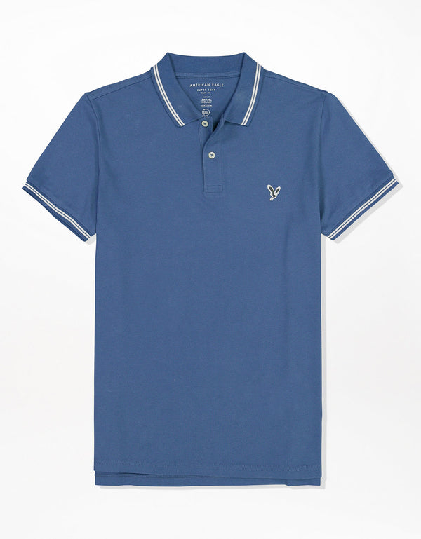 Camiseta Polo de Pique Slim Fit Ae - Azul