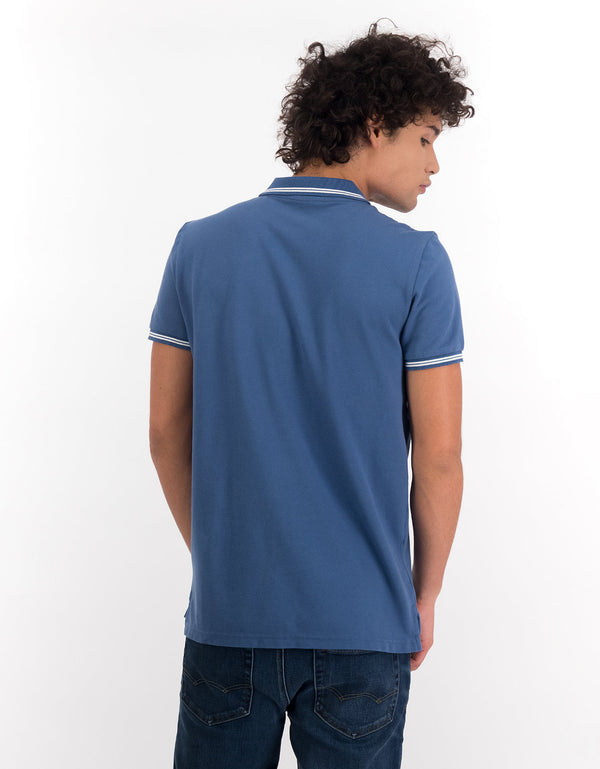 Camiseta Polo de Pique Slim Fit Ae - Azul