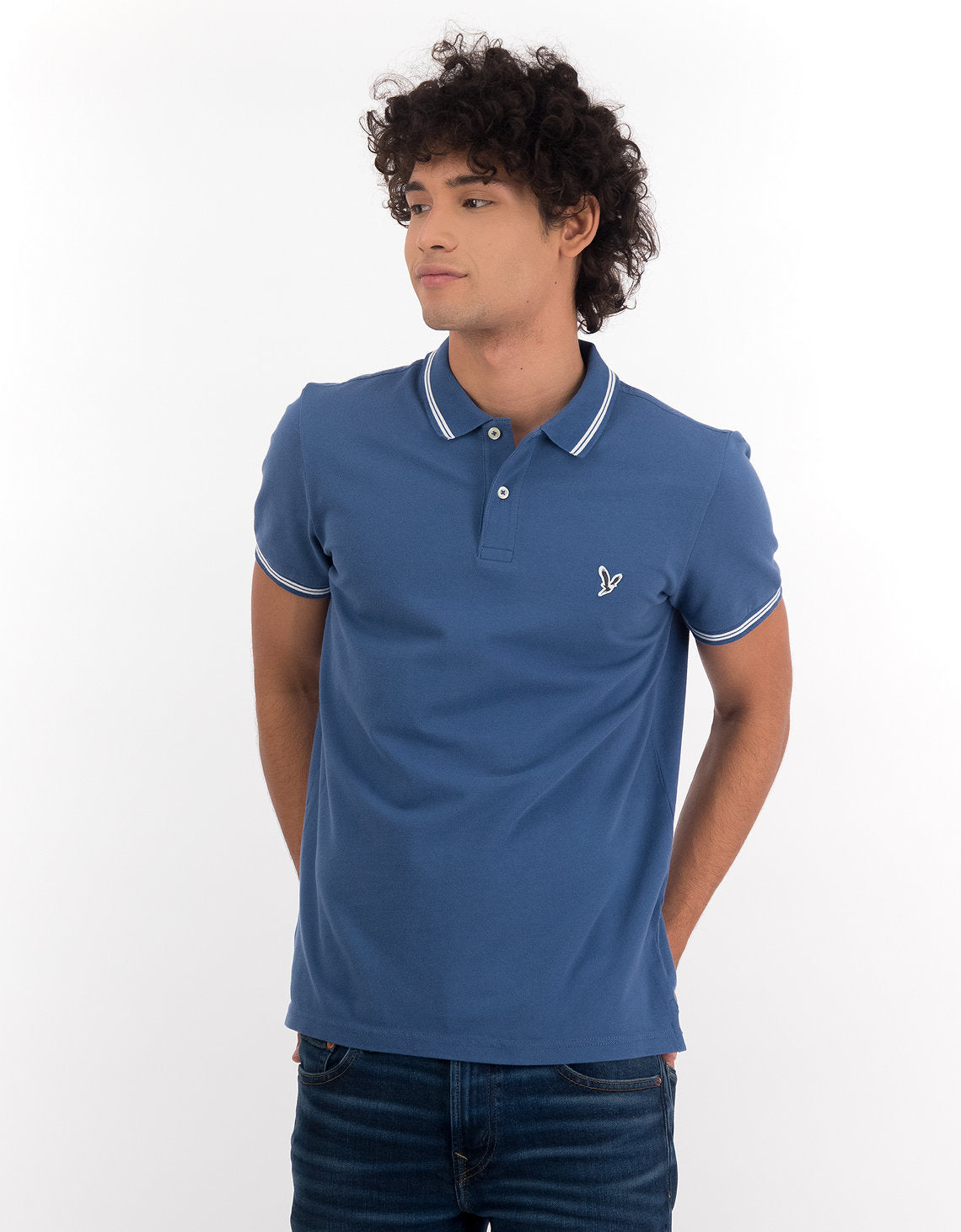 Camiseta Polo de Pique Slim Fit Ae - Azul 1165_9150_409_of