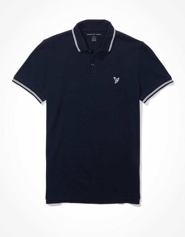Camiseta Polo de Pique Slim Fit Ae - Azul