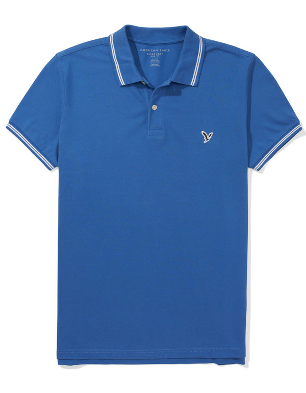 Camiseta Polo de Pique Slim Fit Ae - Azul