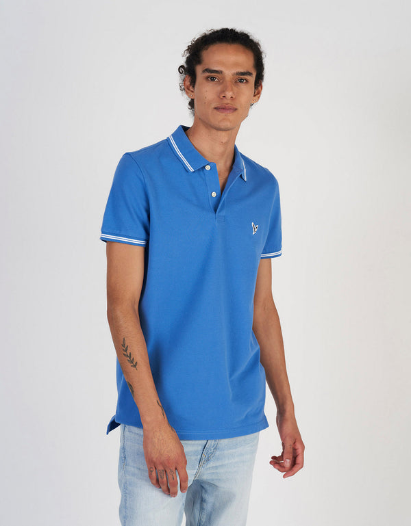 Camiseta Polo de Pique Slim Fit Ae - Azul
