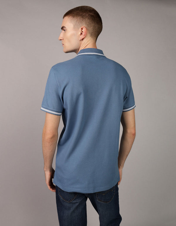 Camiseta Polo de Pique Slim Fit Ae - Azul