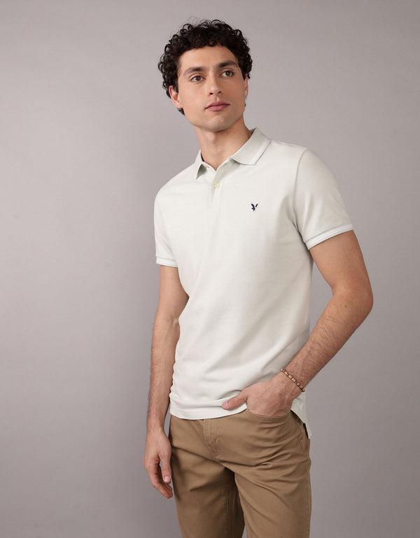 Camiseta Polo de Pique Slim Fit Ae - Azul