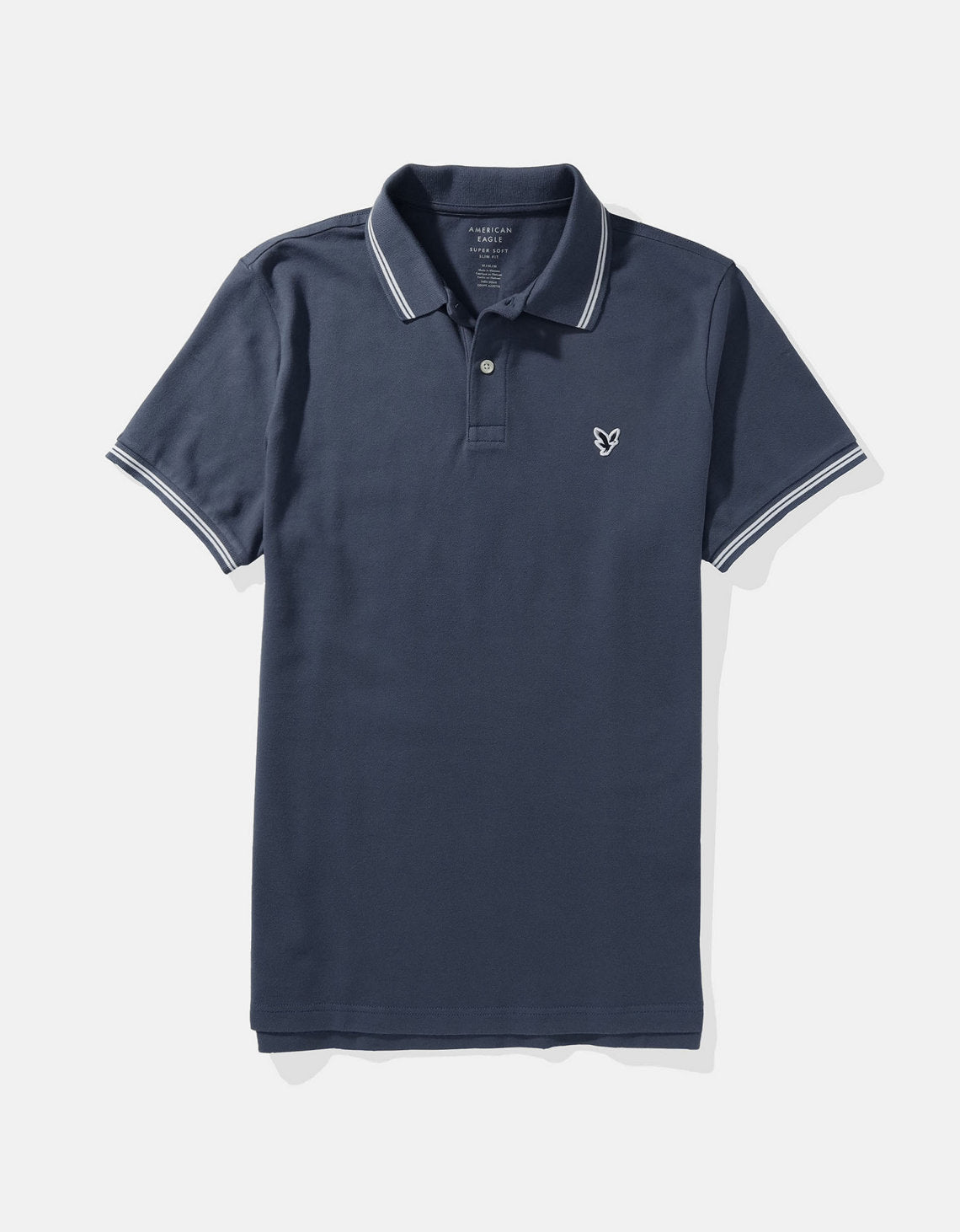 Camiseta Polo de Pique Slim Fit Ae - Azul 1165_9150_451_f