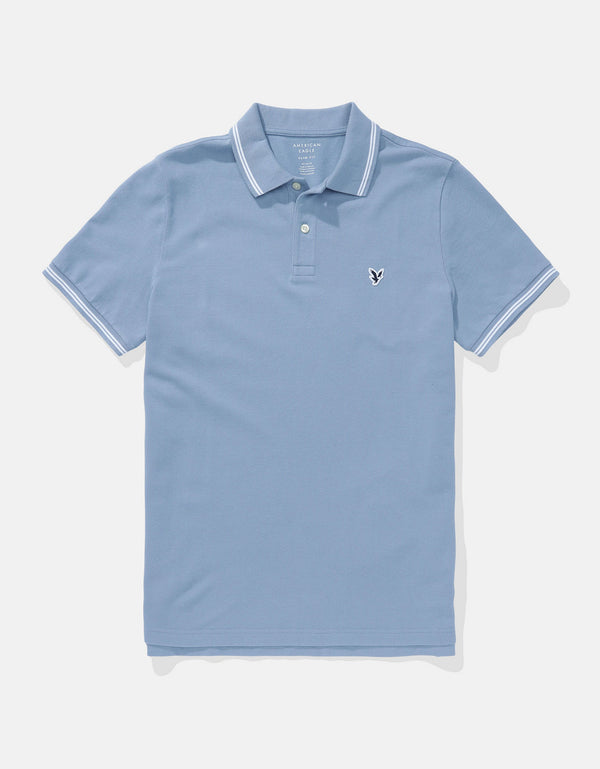 Camiseta Polo de Pique Slim Fit Ae - Azul
